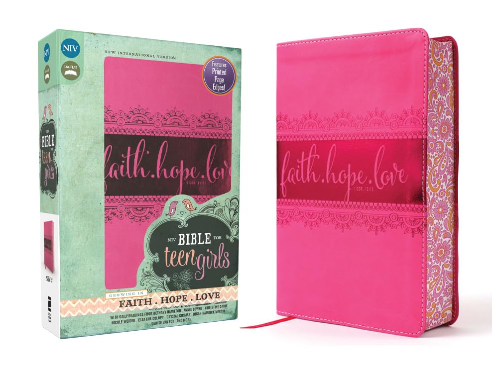 NIV, Bible for Teen Girls, Leathersoft, Pink, Printed Page Edges: Growing in Faith, Hope, and Love – The Perfect Christian Faith Gift for Your Teenage Girl, Age 13-18 Film, Art & Culture