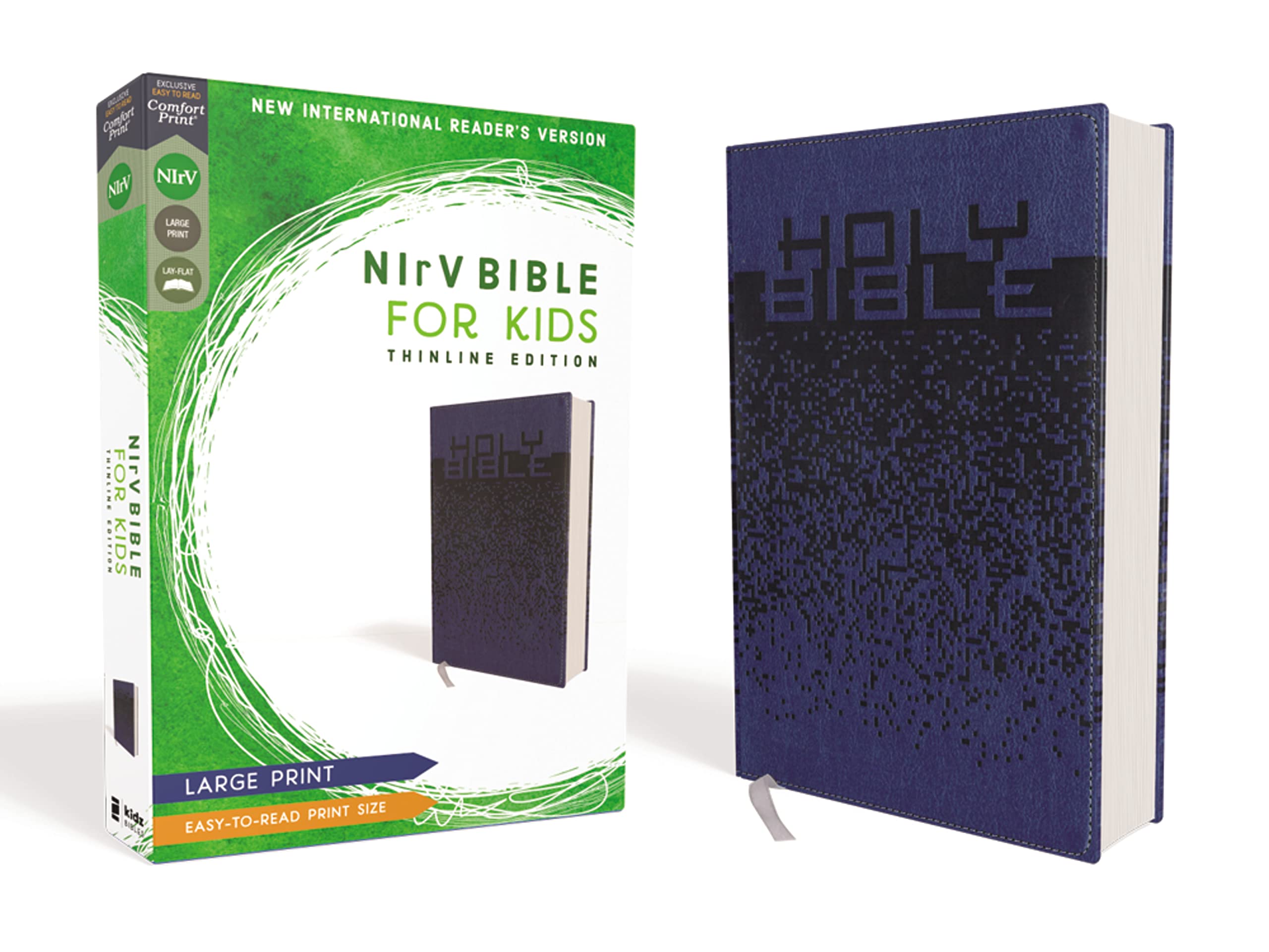 NIrV, Bible for Kids, Large Print, Leathersoft, Blue, Comfort Print: Thinline Edition Religion & Esotericism
