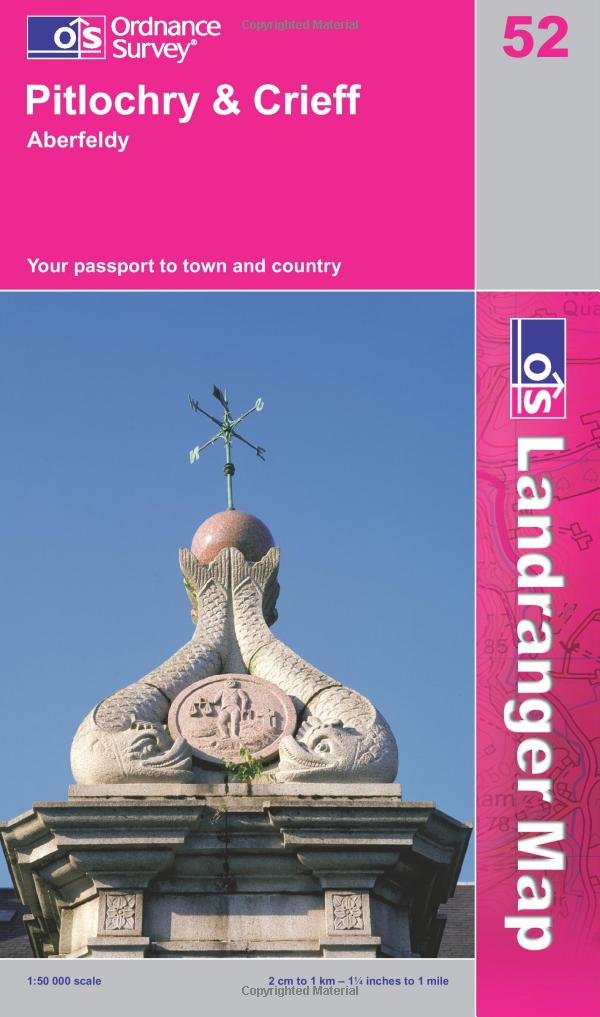 Pitlochry to Crieff (OS Landranger Map) Learning & Reference