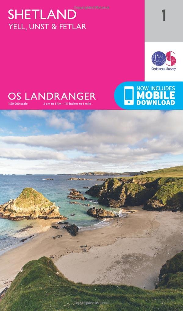 Shetland - Yell, Unst and Fetlar (OS Landranger Map, Band 1) Leisure, Home & Garden