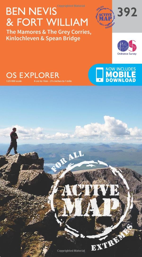 Ben Nevis and Fort William, the Mamores and the Grey Corries, Kinlochleven and Spean Bridge (OS Explorer Active Map, Band 392) Leisure, Home & Garden