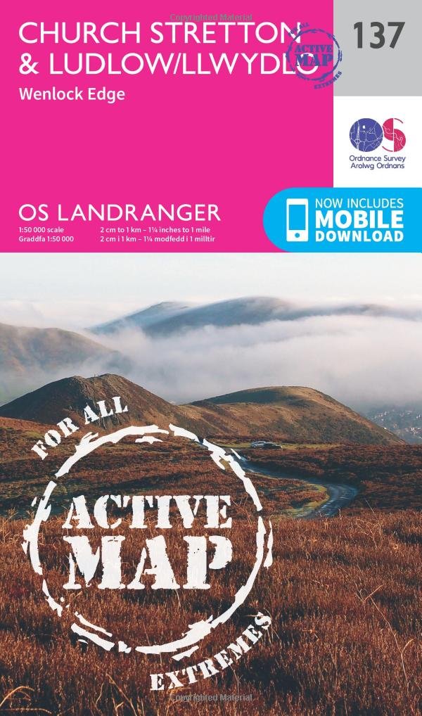 Ludlow & Church Stretton, Wenlock Edge (OS Landranger Active Map, Band 137) Leisure, Home & Garden