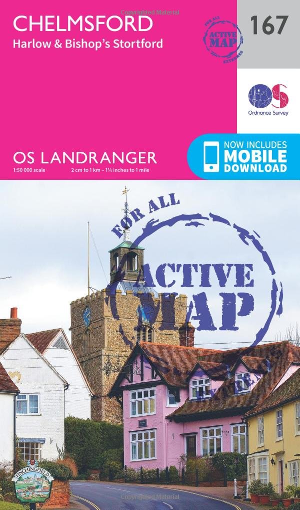 Chelmsford, Harlow & Bishop's Stortford (OS Landranger Active Map, Band 167) Leisure, Home & Garden