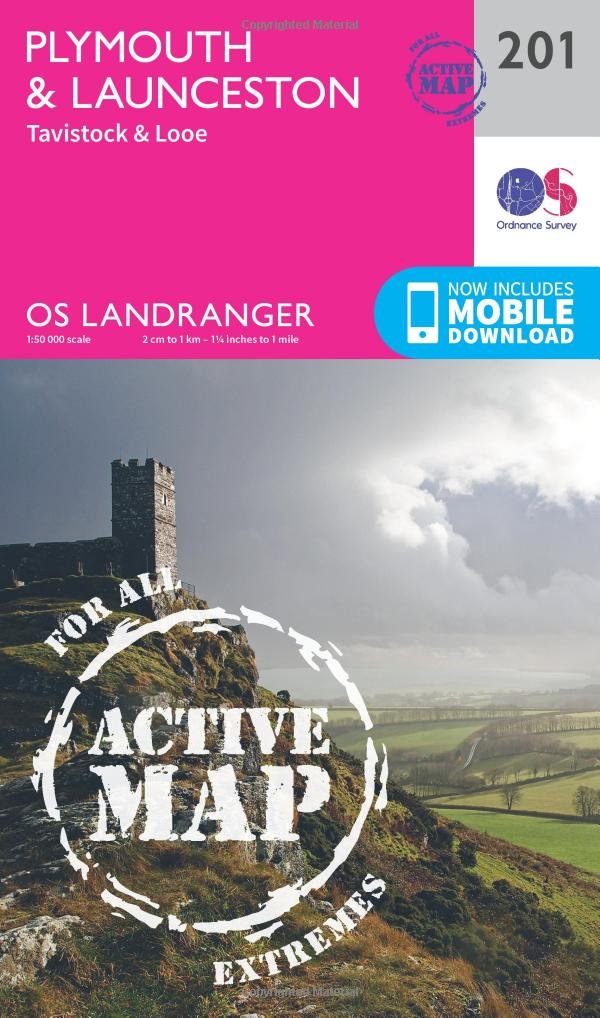 Plymouth & Launceston, Tavistock & Looe (OS Landranger Active Map, Band 201) Maps & Plans