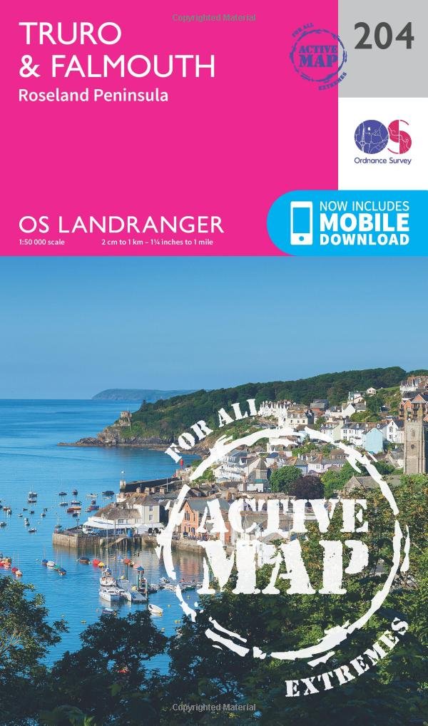 Truro & Falmouth, Roseland Peninsula (OS Landranger Active Map, Band 204) Maps & Plans