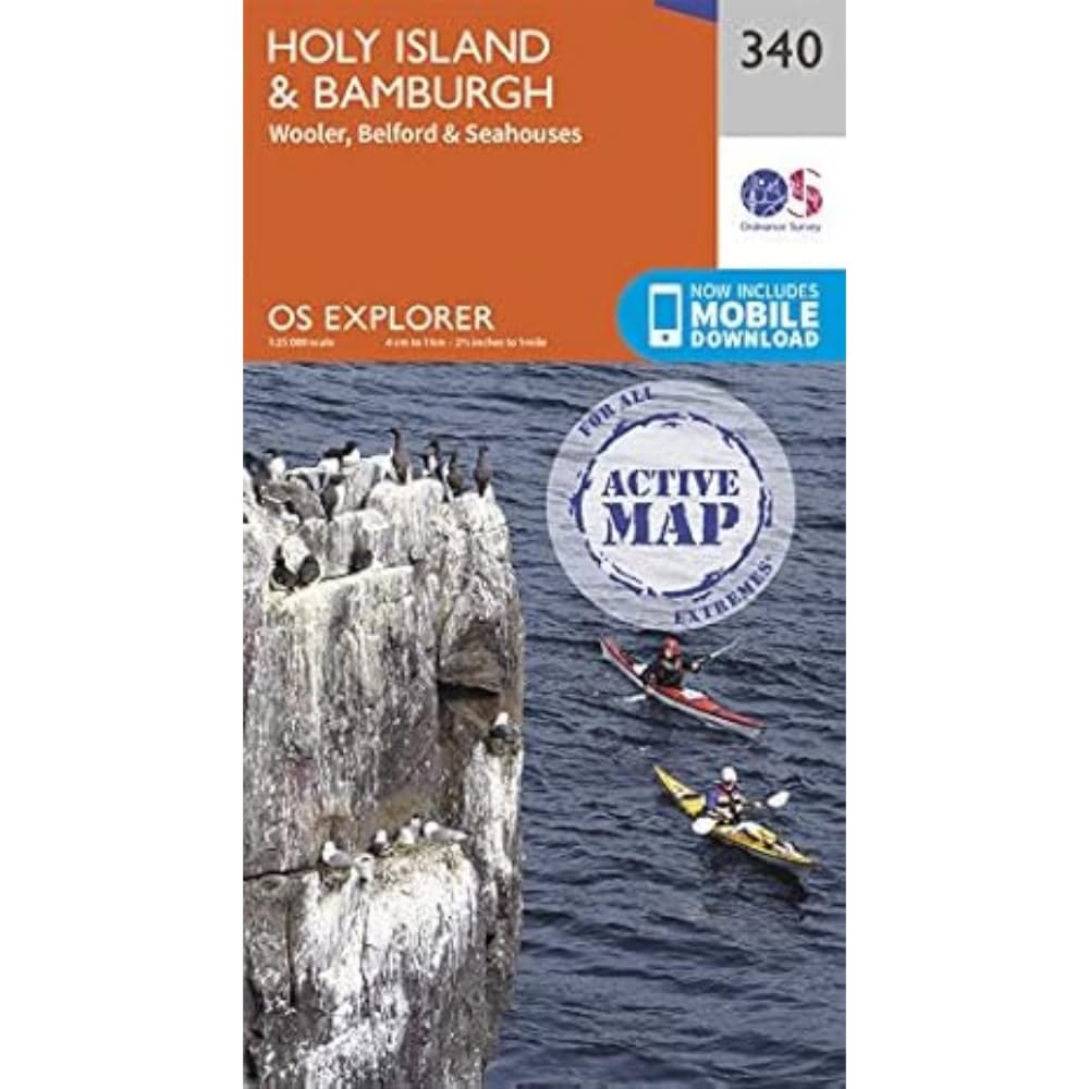 Holy Island & Bamburgh (OS Explorer Active Map, Band 340) Maps & Plans