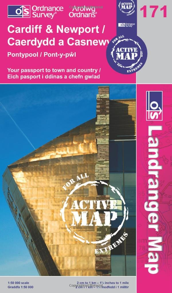 Cardiff & Newport, Pontypool (OS Landranger Active Map, Band 171) Maps & Plans