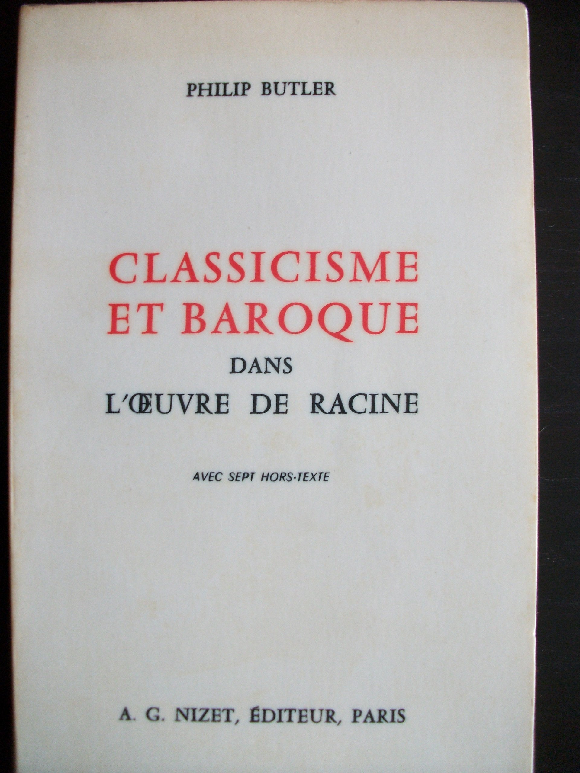 Classicisme Et Baroque Dans L'oeuvre De Racine book