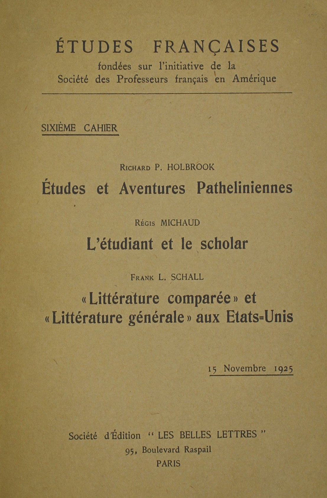 Etudes Et Aventures Patheliennes, L'etudiant Et Le Scholar book