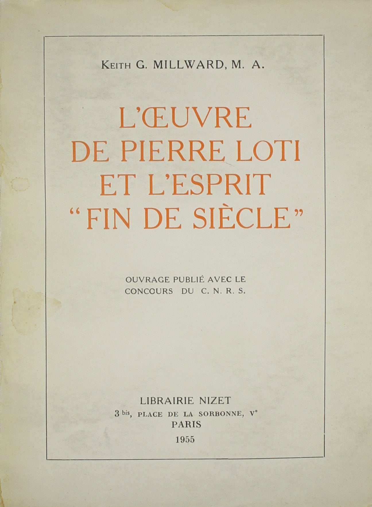 L'oeuvre De Pierre Loti Et L'esprit "fin De Sicle" book