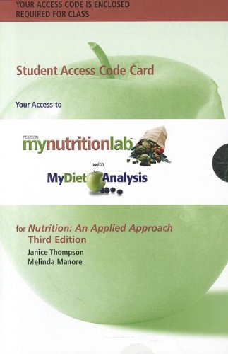 MyLab Nutrition with MyDietAnalysis with Pearson eText -- Standalone Access Card -- for Nutrition: An Applied Approach Medicine