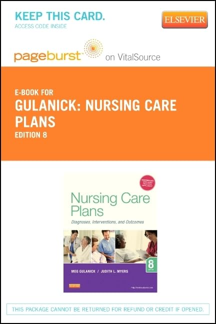 Nursing Care Plans - Elsevier eBook on Vitalsource (Retail Access Card): Diagnoses, Interventions, and Outcomes Medicine