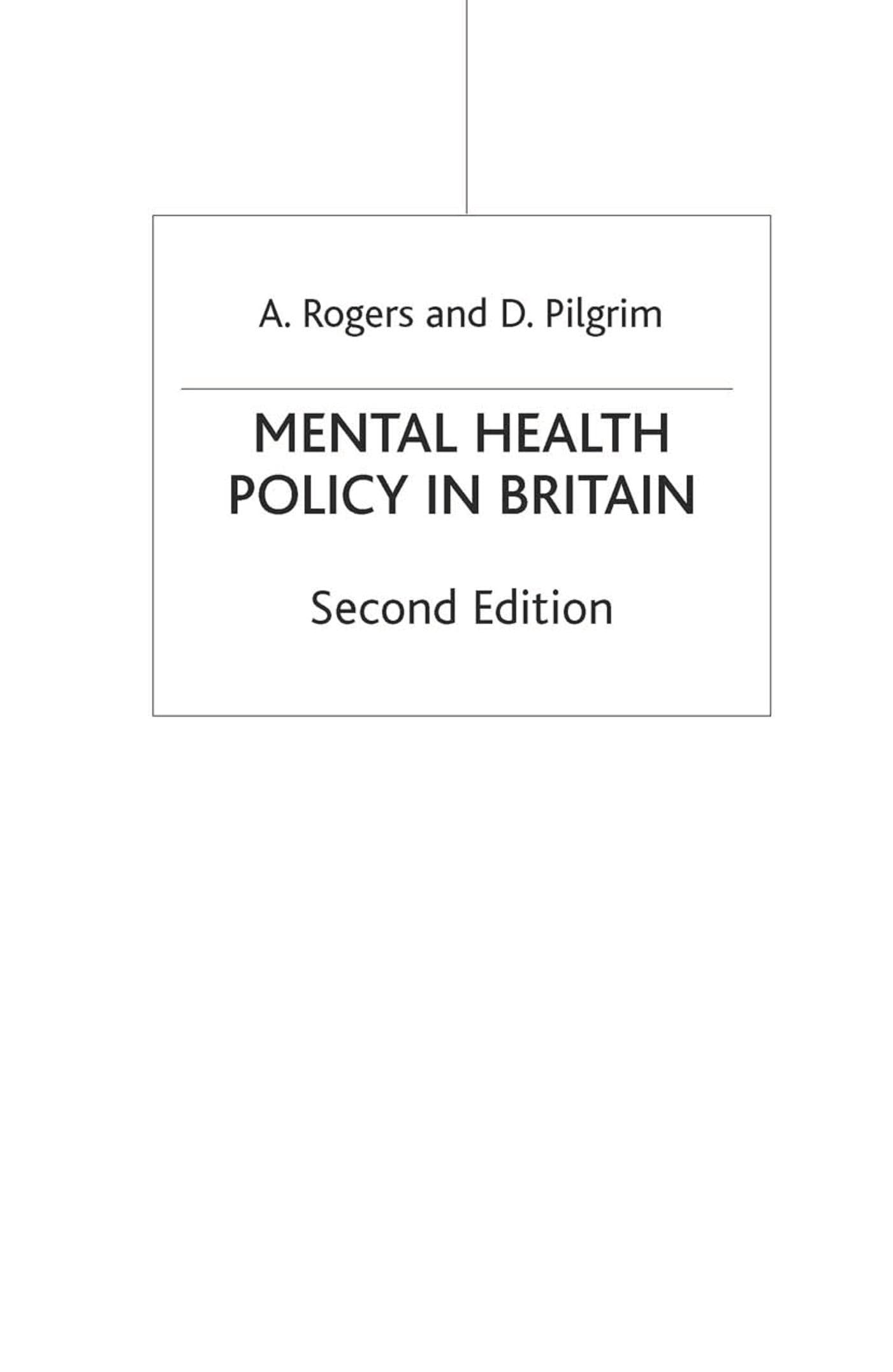 Mental Health Policy in Britain Medicine
