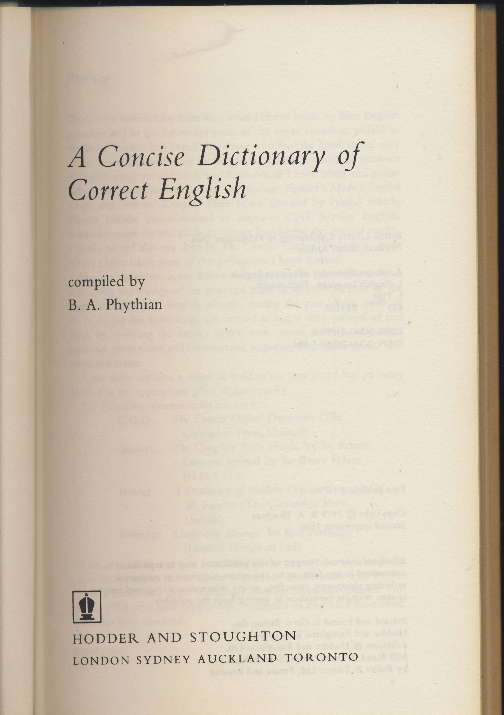 Product Image: A Concise Dictionary of Correct English