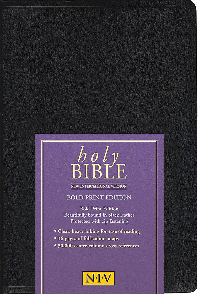 NIV Bold Print Black Bonded Leather With Zip book