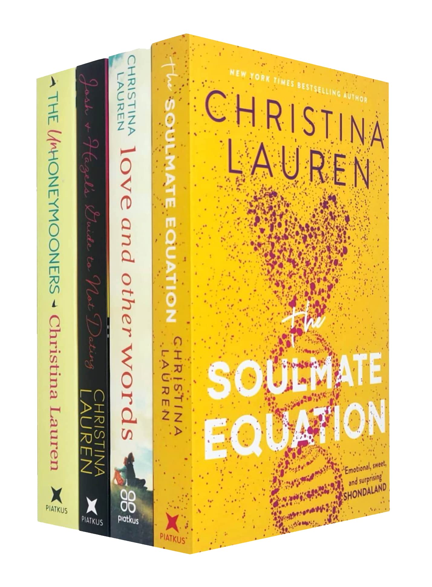 Christina Lauren 4 Büchersammlungsset (Die Unhoneymooners, Die Seelenverwandten-Gleichung, Liebe und andere Wörter & Josh und Hasels Leitfaden zum Nicht-Dating) Contemporary Romance