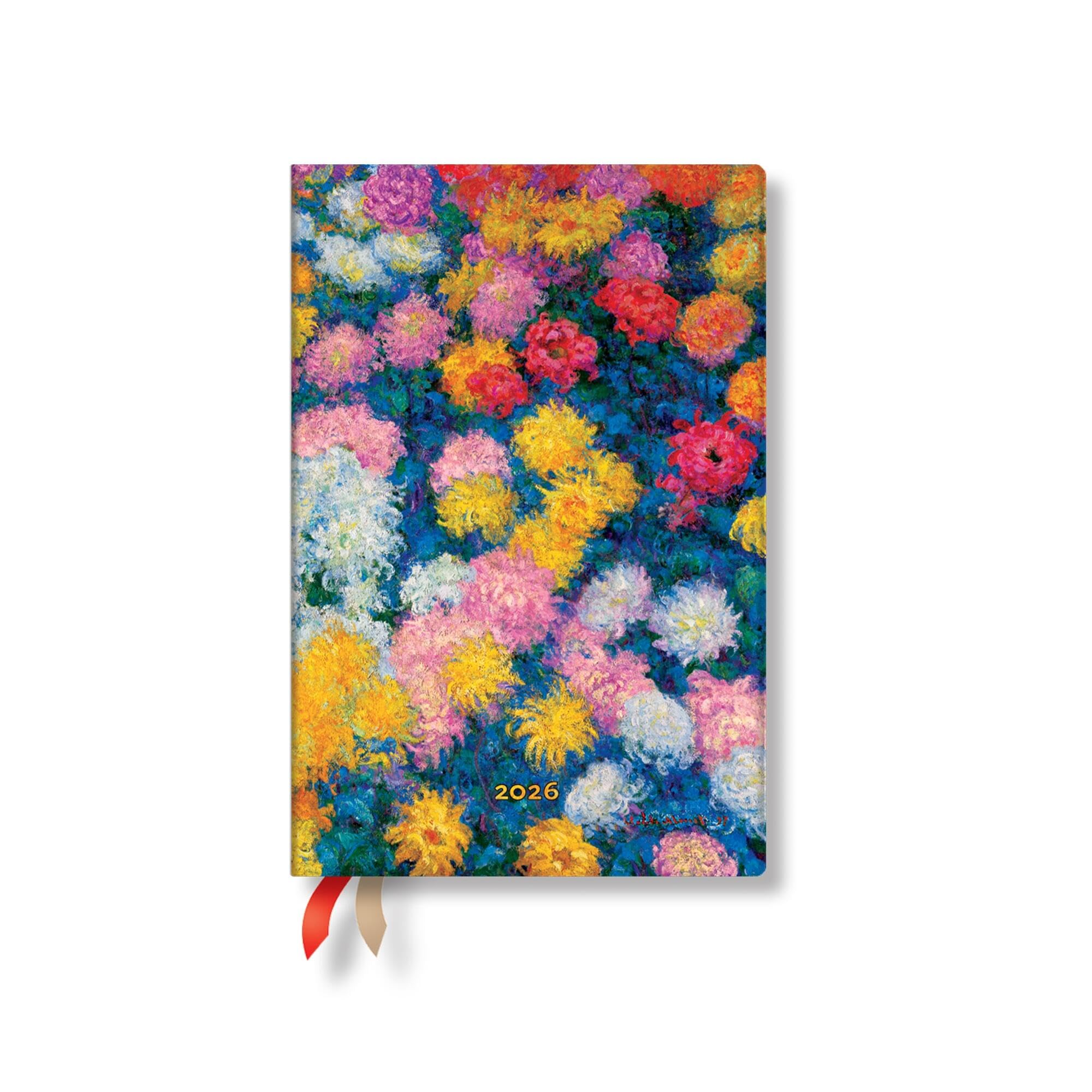 Paperblanks | 2026 Monet's Chrysanthemums | Monet's Chrysanthemums | 12-Month Planner | Mini | Horizontal | Elastic Band | 160 Pg | 100 GSM Mathematics