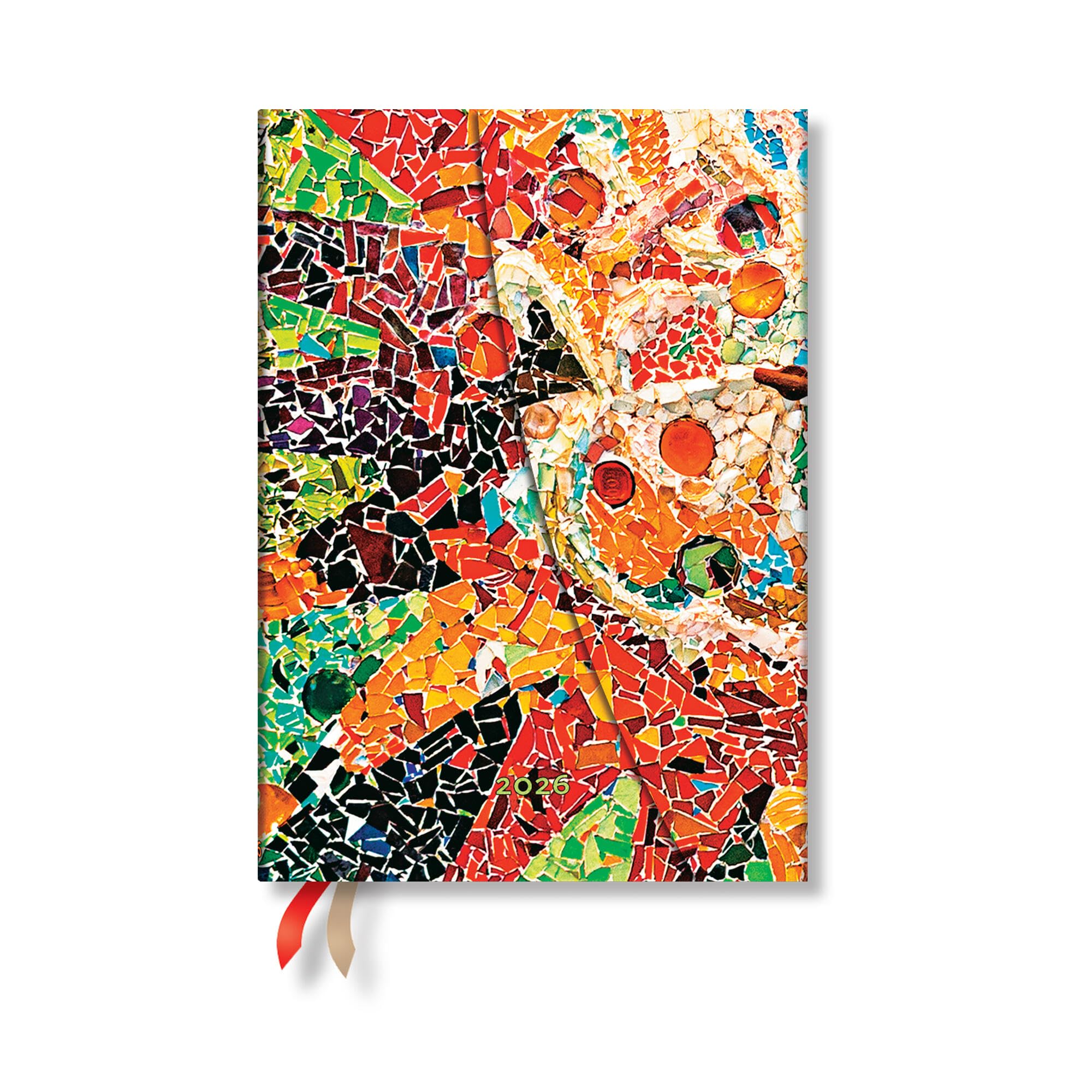 Paperblanks | 2026 Gaudi's Sun | Gaudi's Mosaics | 12-Month Planner | Midi | Vertical | Wrap | 160 Pg | 100 GSM Architecture
