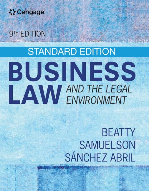 Business Law and the Legal Environment: Standard Edition (Business Law and the Legal Enivorment) Law