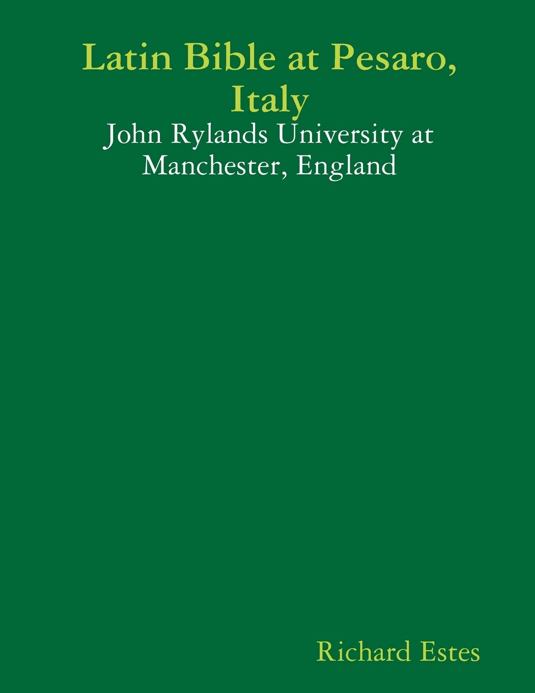 Latin Bible at Pesaro, Italy Politics & History
