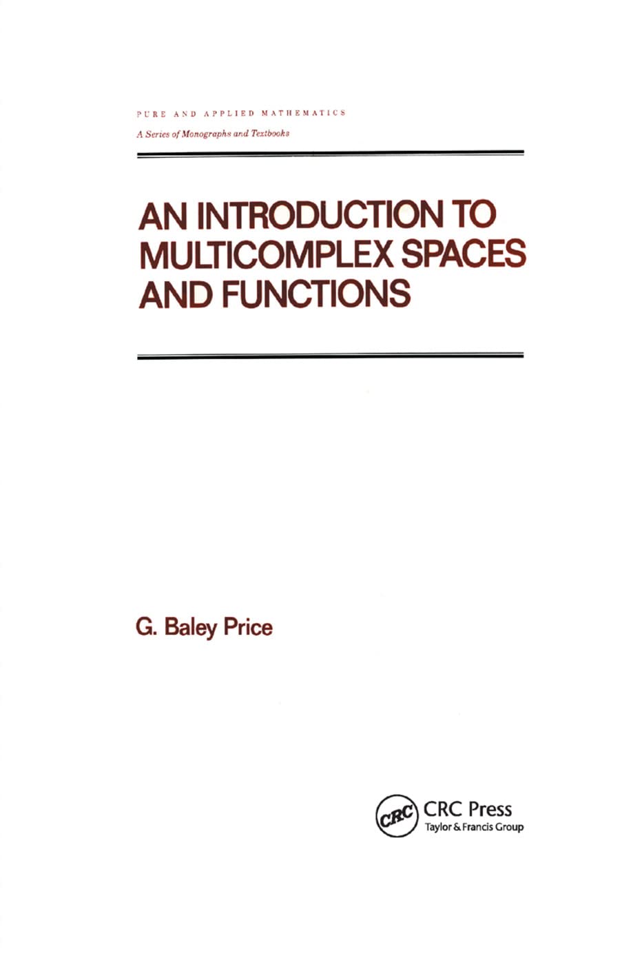 Product Image: An Introduction to Multicomplex SPates and Functions
