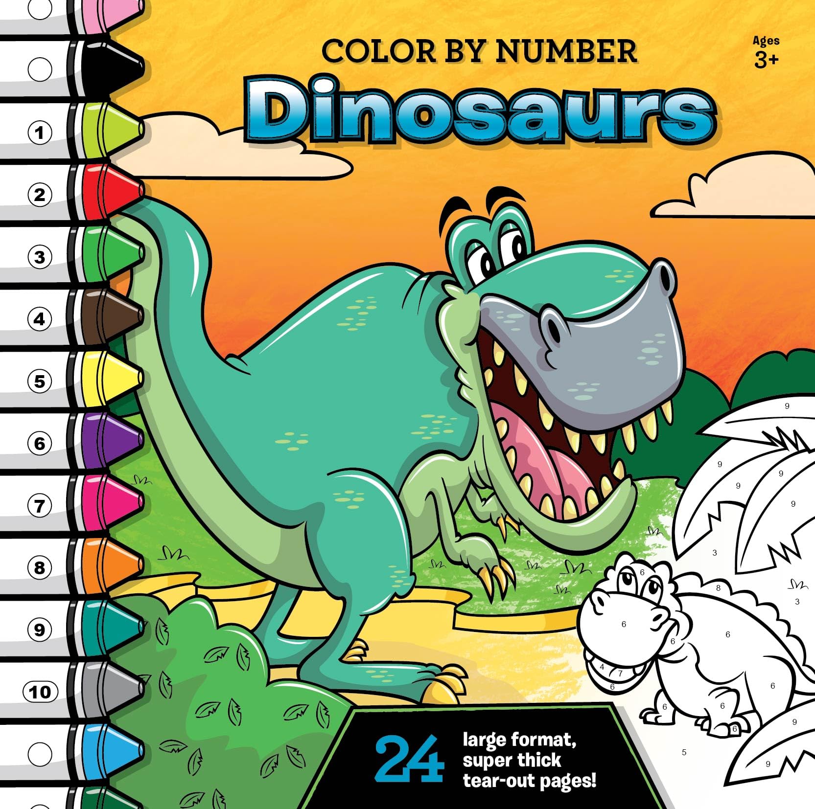 Color by Number: Dinosaurs - Coloring Books for Kids 4-6 Years Old, Super Thick Pages, Tear-Out for Display Novels & Short Stories