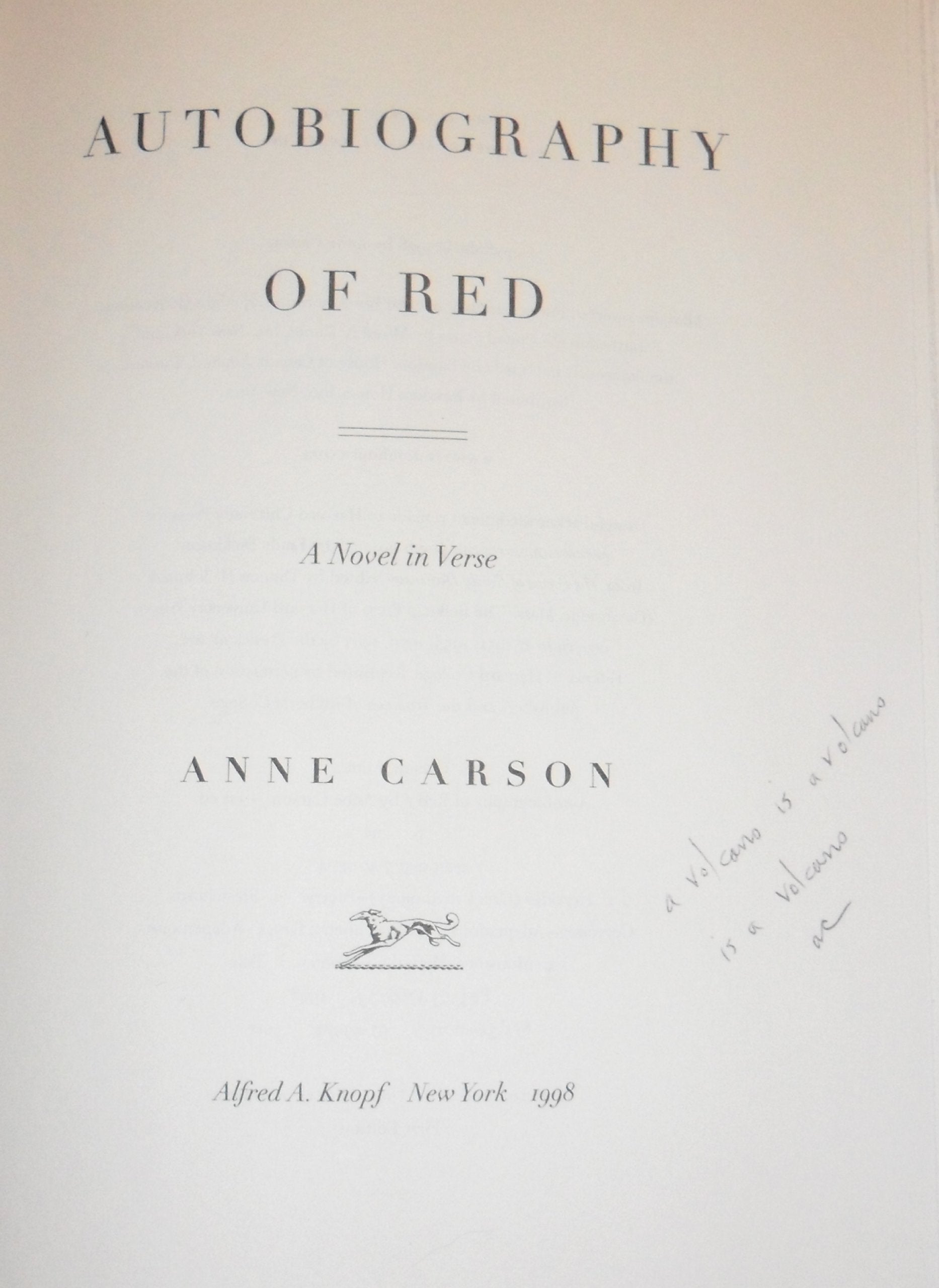 Autobiography of Red: A Novel in Verse Poetry