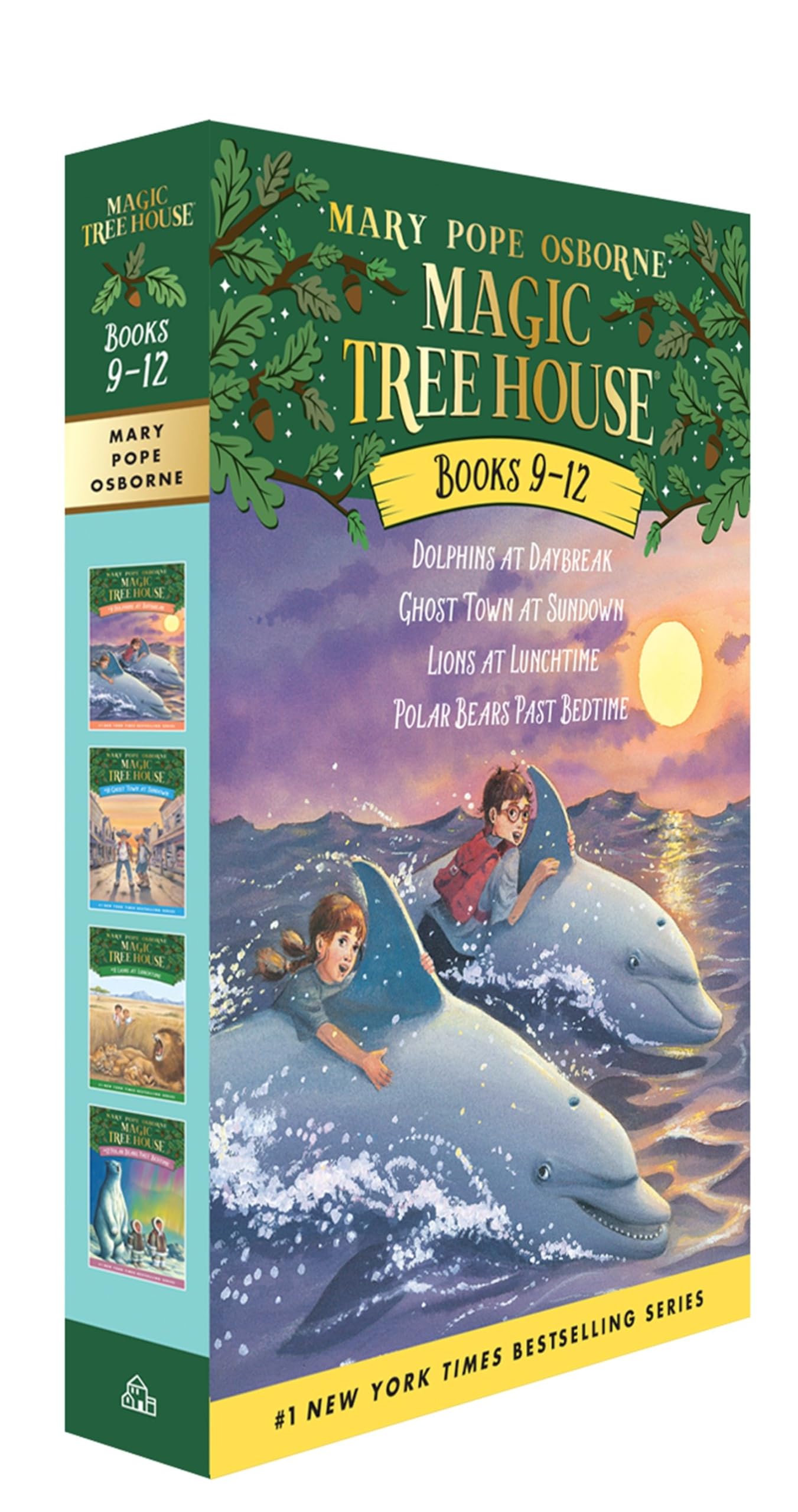 Magic Tree House Volumes 9-12 Boxed Set: Dolphins at Daybreak, Ghost Town at Sundown, Lions at Lunchtime, Polar Bears Past Bedtime Novels & Short Stories