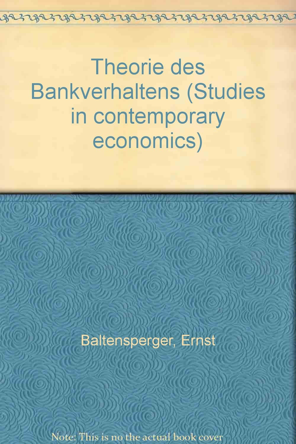 Theorie des Bankverhaltens Books