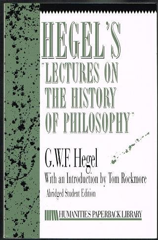 Lectures on the History of Philosophy (Humanities Paperback Library) Philosophy