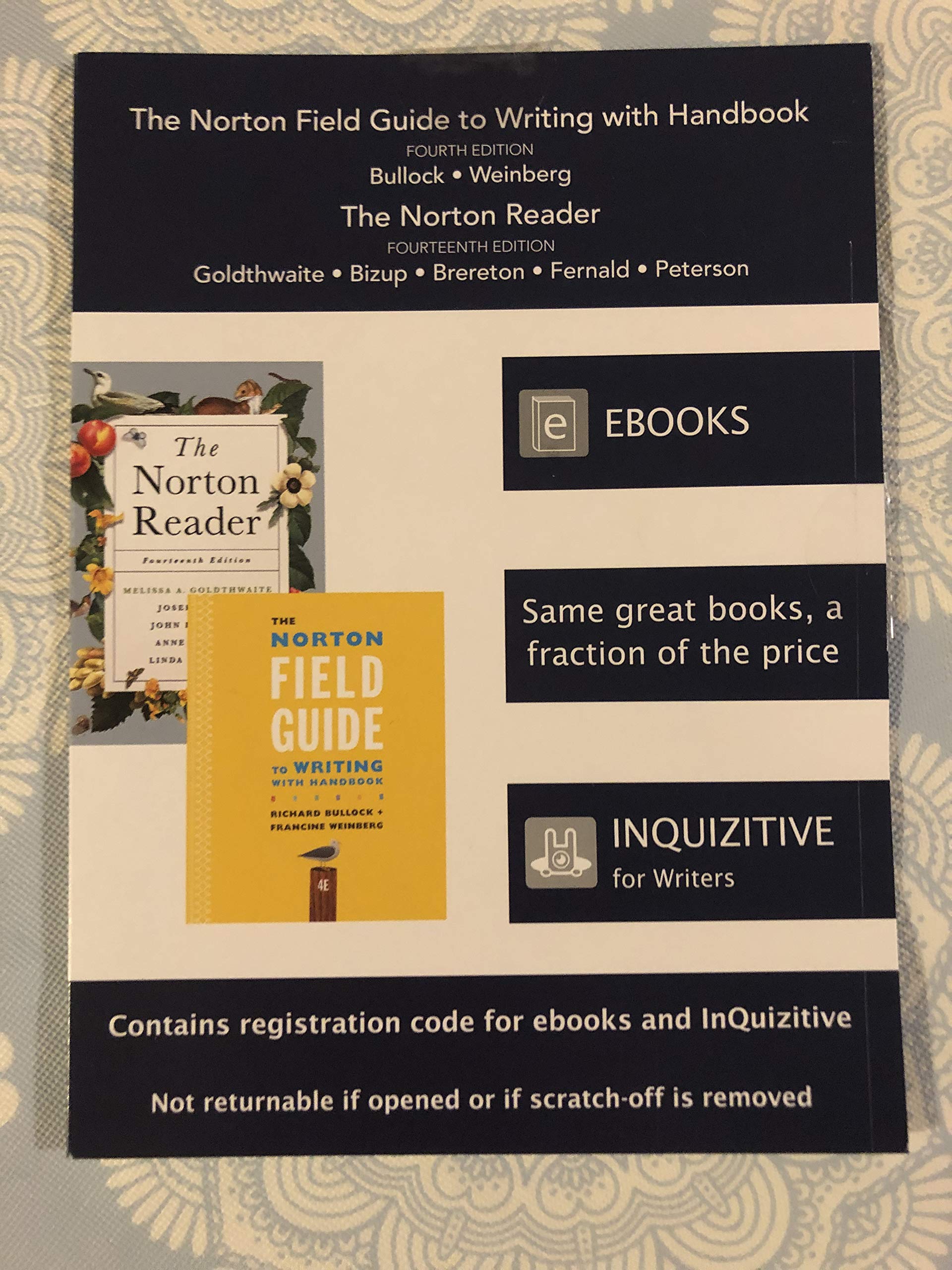 The Norton Field Guide to Writing with Handbook 4th edition and The Norton Reader 14th edition Books