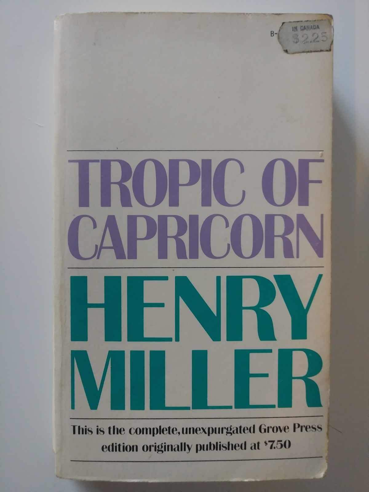 Tropic of Capricorn by Henry Miller Books