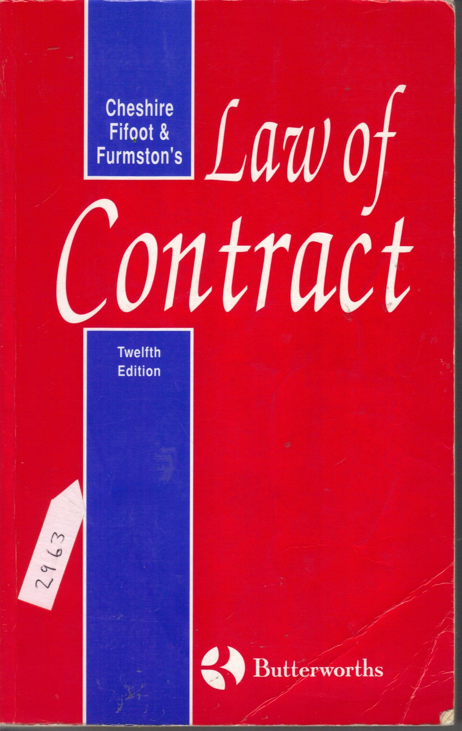 Cheshire, Fifoot and Furmston's Law of Contract book