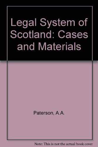 Legal System of Scotland: Cases and Materials book