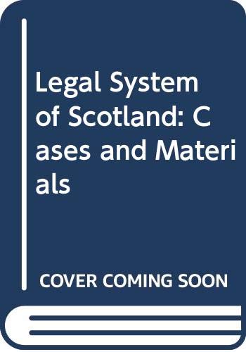 Legal System of Scotland: Cases and Materials book