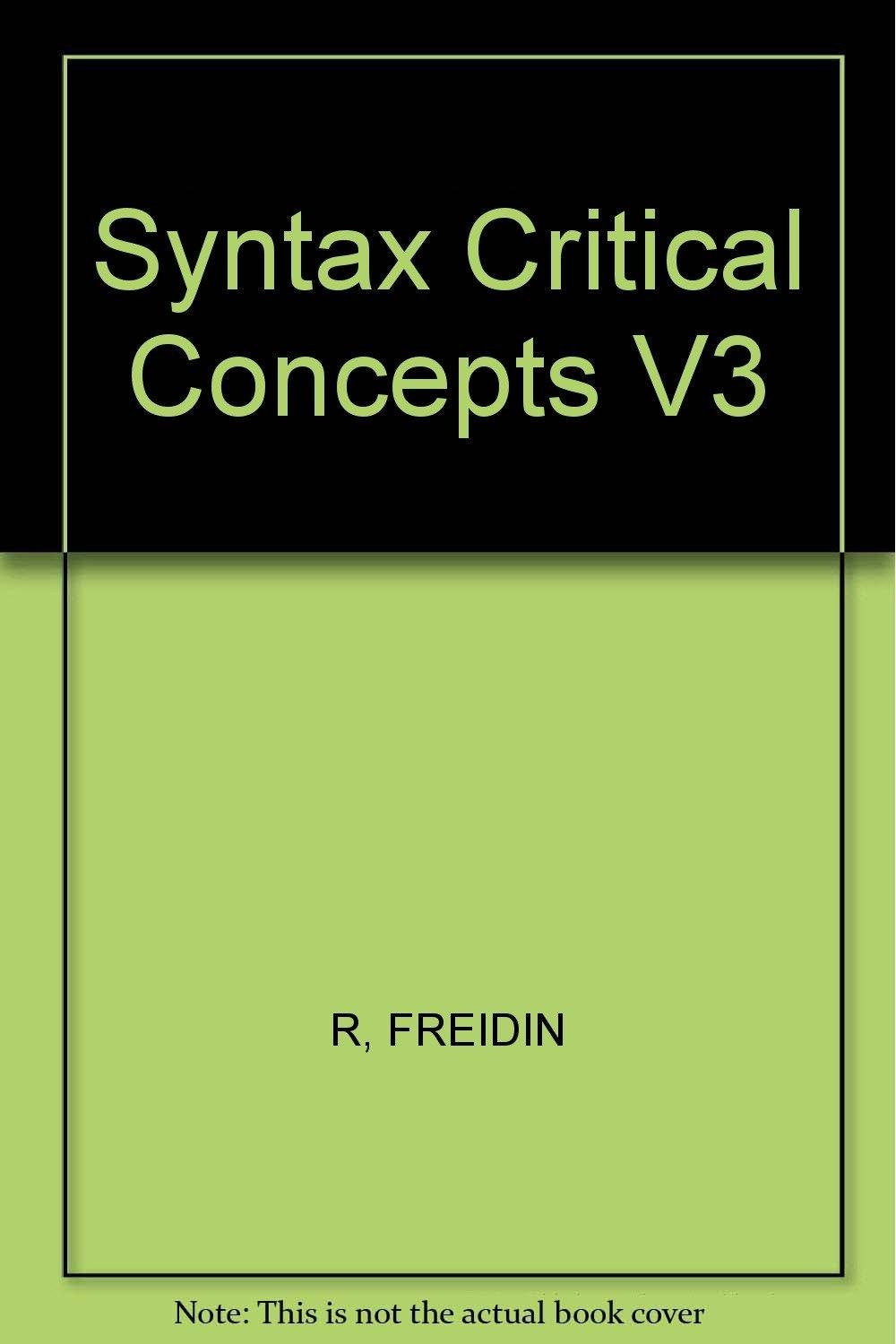 Syntax Critical Concepts V3 Social Sciences