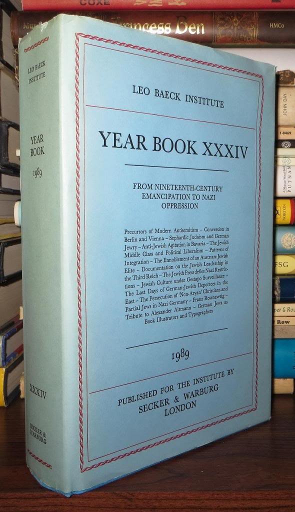 Leo Baeck Institute Year Book XXXIV: From Nineteenth-Century Emancipation to Nazi Oppression, 1989 Religion & Esotericism