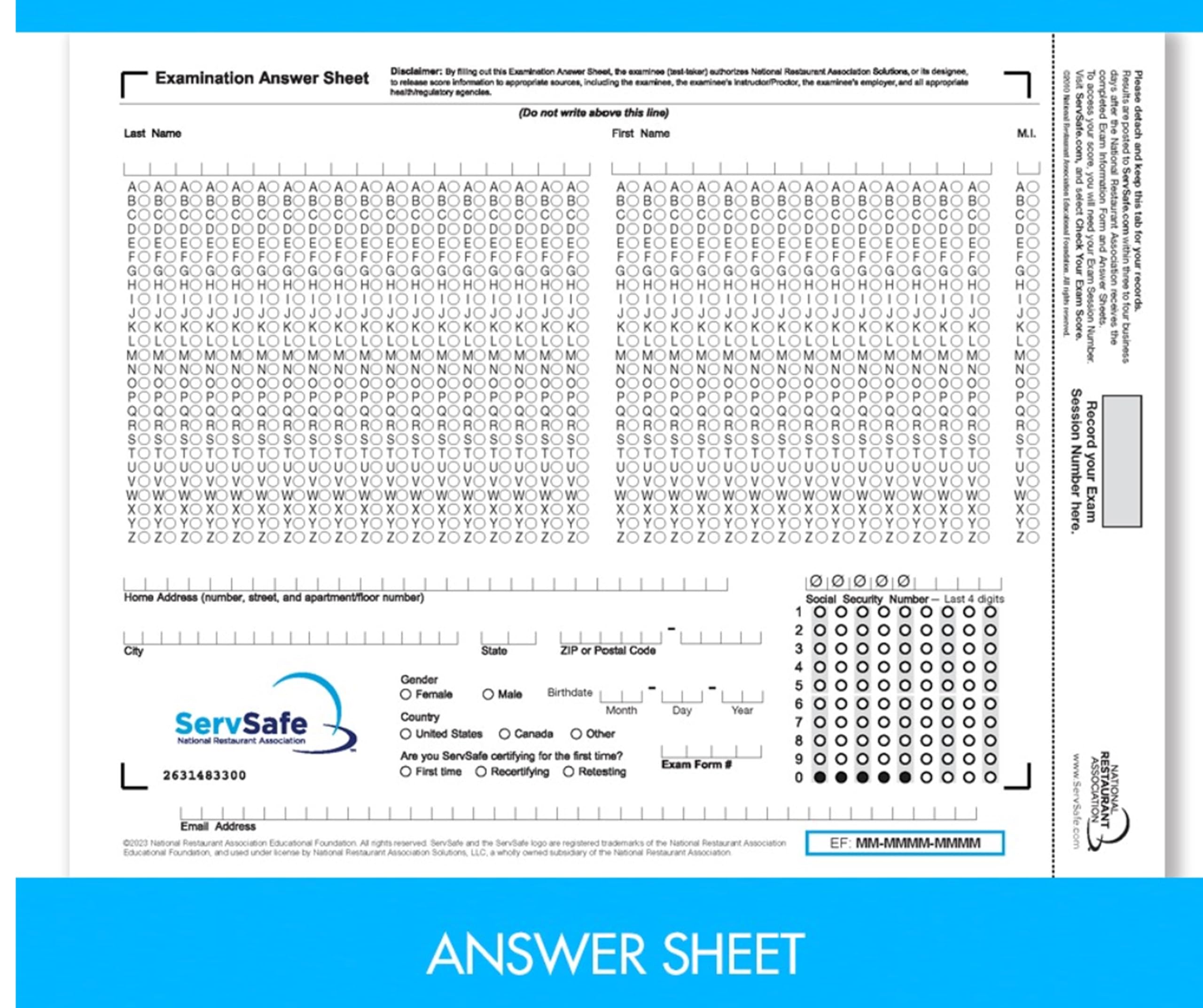 Servsafe Food Protection Manager Certification Exam Answer Sheet Business, Finance & Career