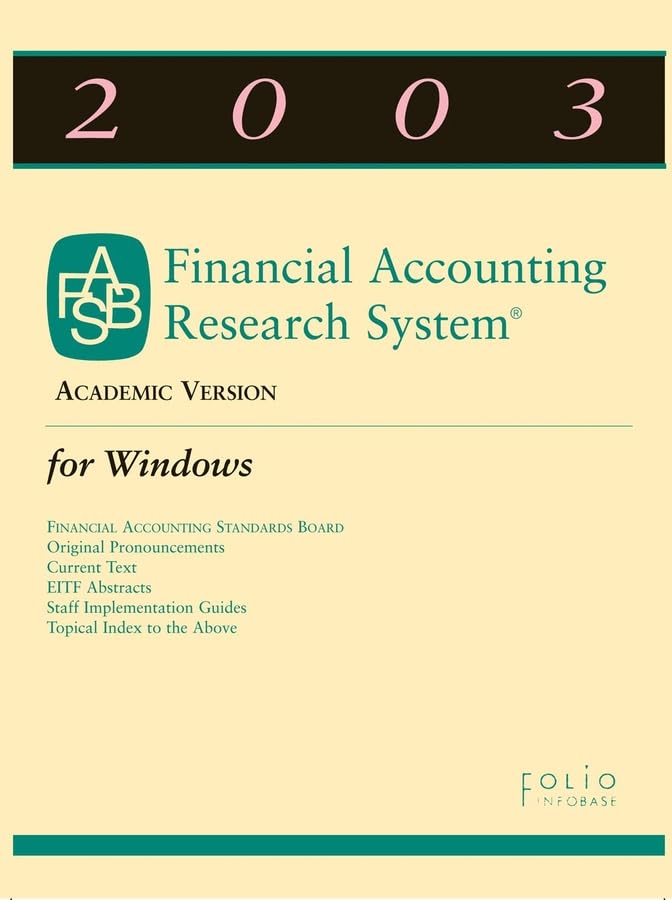 Financial Accounting Research System for Windows 2003: Academic Version Business, Finance & Career