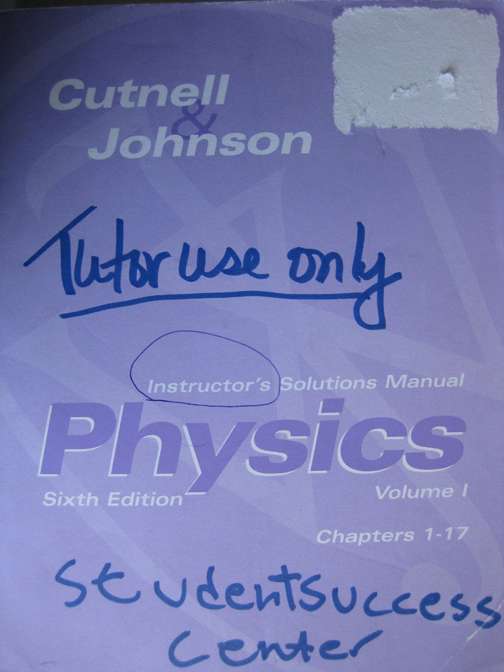 Physics Instructor's Solutions Manual (Cutnell&Johnson, Volume 1) Books