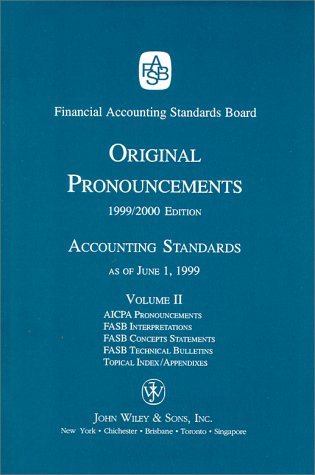 Original Pronouncements 1999/2000: Accounting Standards As of June 1, 1999 book
