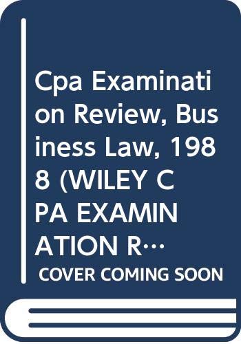 Cpa Examination Review, Business Law, 1988 (WILEY CPA EXAMINATION REVIEW BUSINESS ENRIVONMENT AND CONCEPTS) Business, Finance & Career