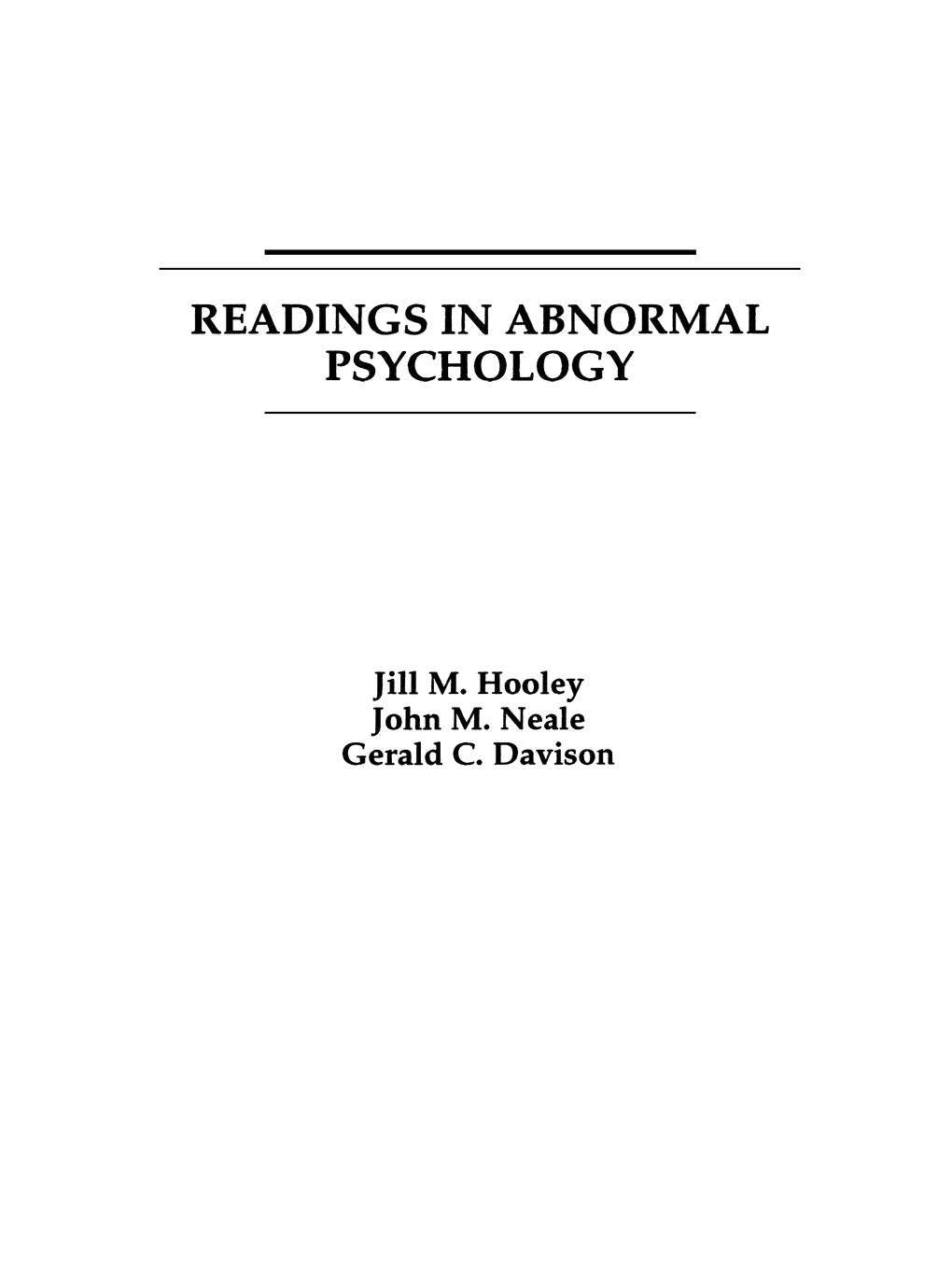 Readings In Abnormal Psychology Medicine