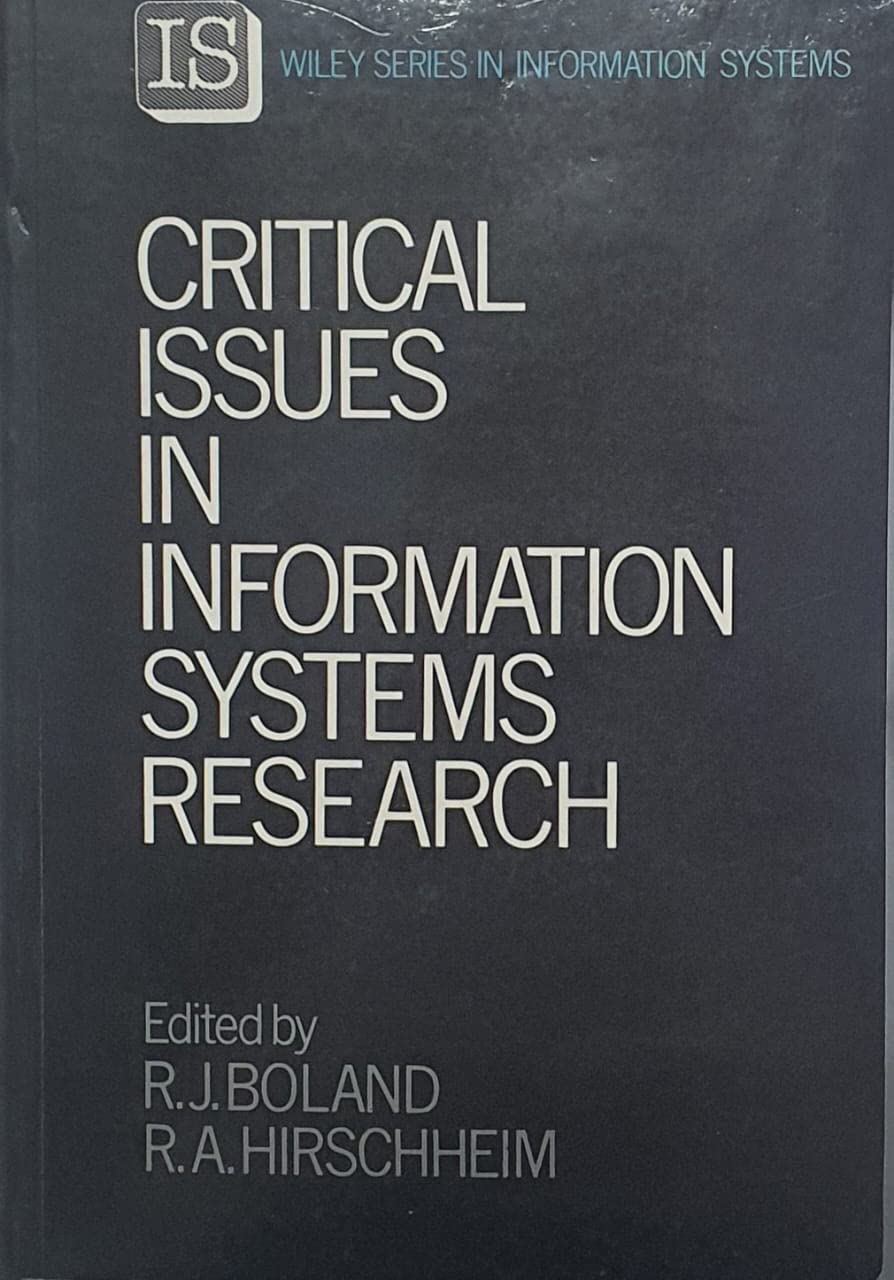 Product Image: Critical Issues in Information Systems Research (Wiley series in information systems)