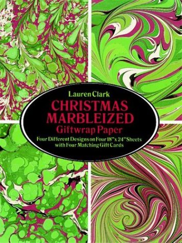 Lauren Clark Christmas Marbleized Giftwrap Paper: Four Different Designs on Four 18"X24" Sheets with Four Matching Gift Cards Hobbies & Crafts