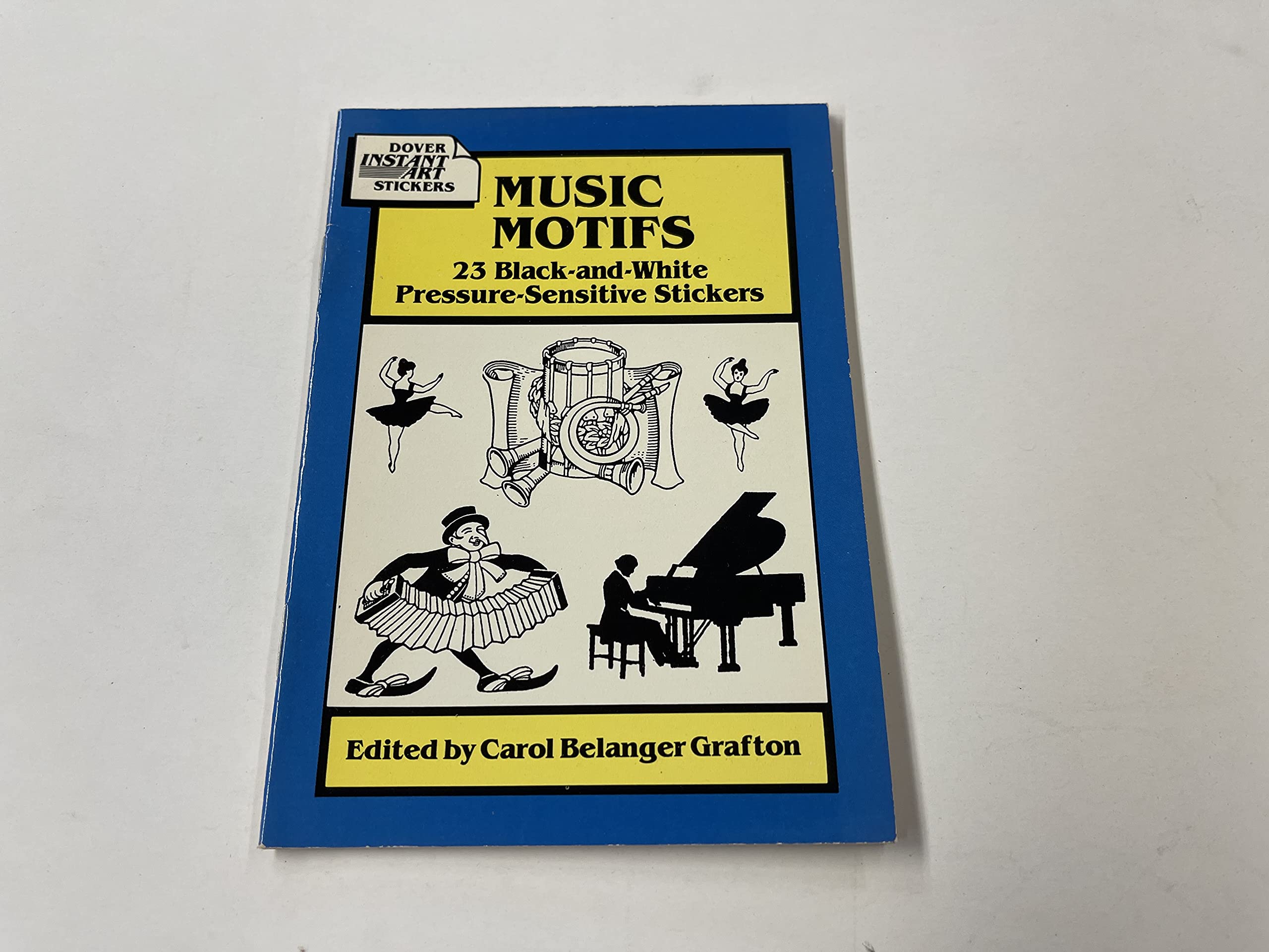 Music Motifs 23 Black-And-White Pressure-Sensitive Stickers Film, Art & Culture