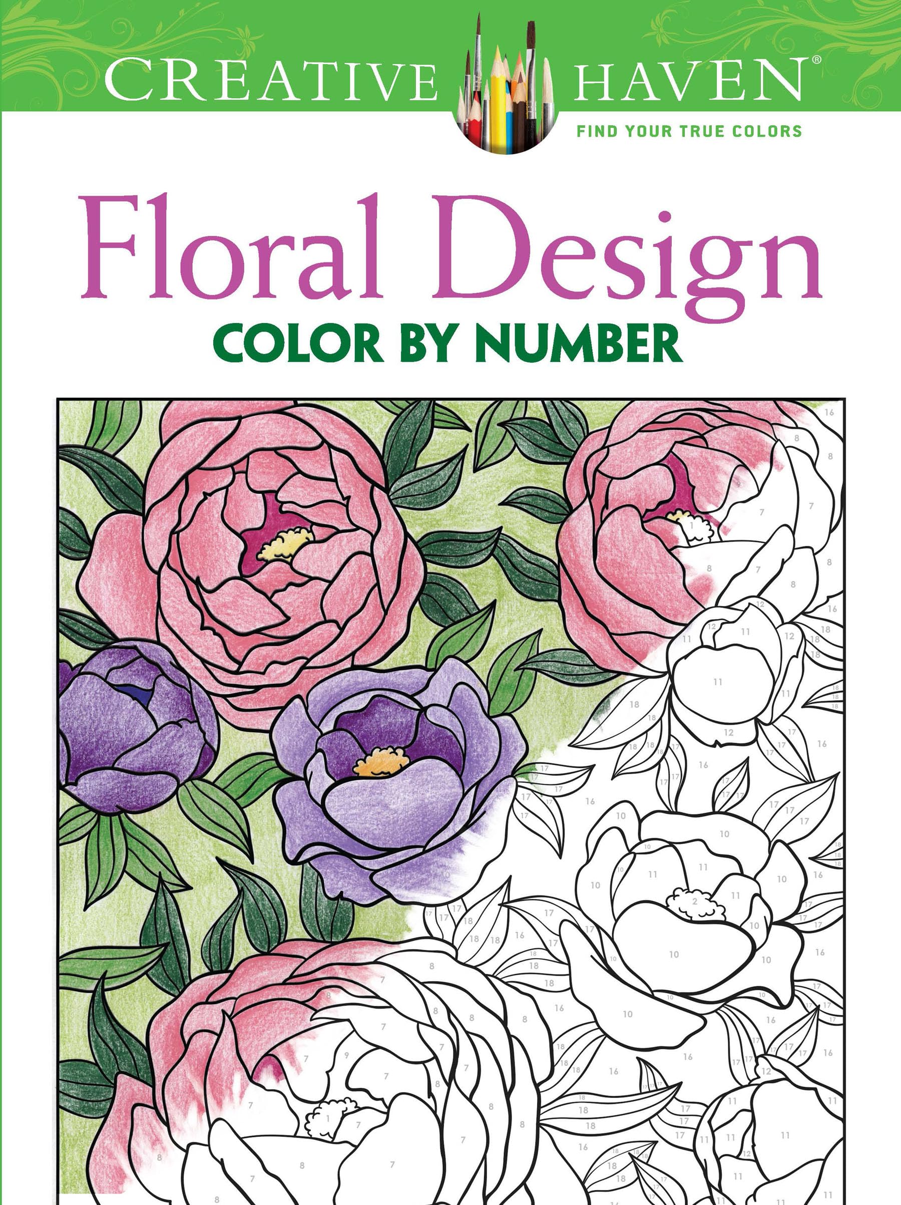Floral Design Color by Number Adult Coloring Book (Creative Haven) Film, Art & Culture