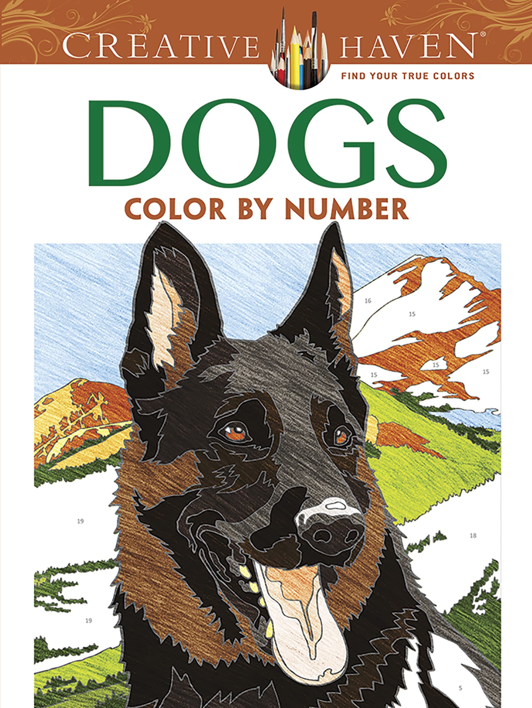 Creative Haven Dogs Color by Number Coloring Book Film, Art & Culture