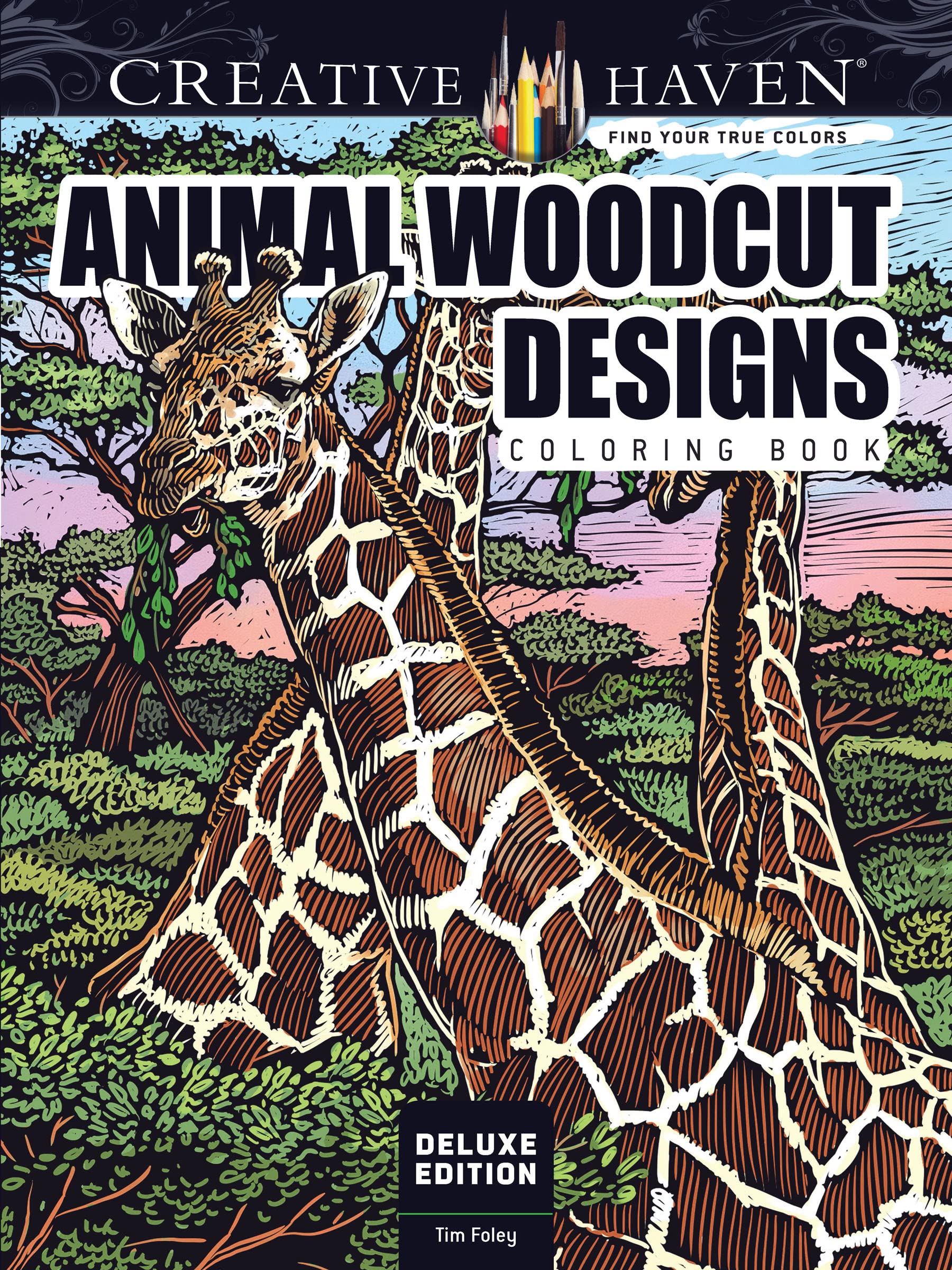 Animal Woodcut Designs Coloring Book: Striking Designs on a Dramatic Black Background book
