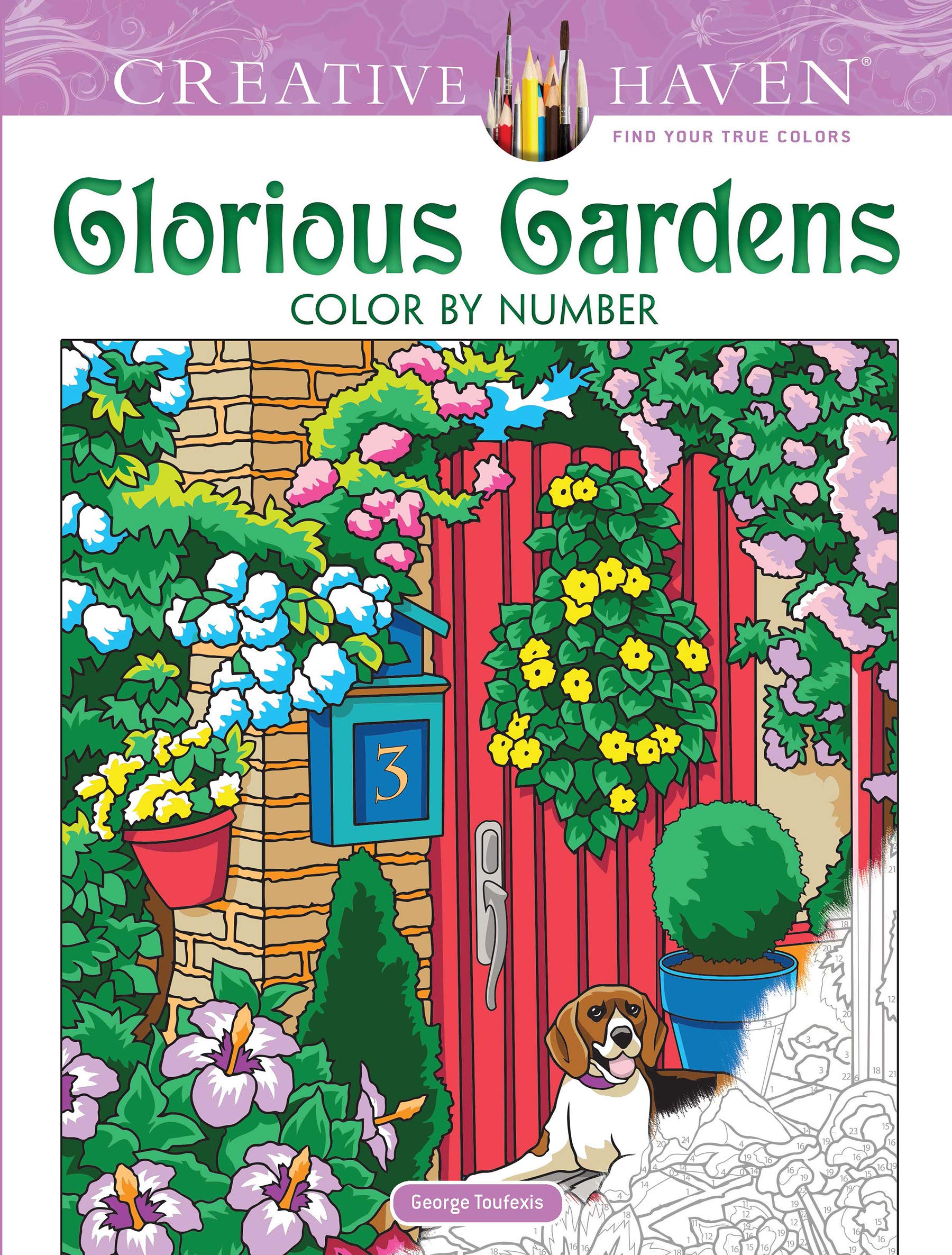 Creative Haven Glorious Gardens Color by Number Coloring Book Hobbies & Crafts